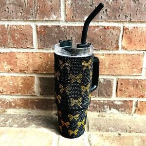 Simply Southern 30oz Black and Gold Tumbler- Bow design